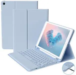 GKABXY Touchpad Keyboard Case for iPad 9th/8th/7th Gen 2021/2020/2019,iPad 10.2 inch Detachable Bluetooth Keyboard with Multi-Touch Trackpad,Pencil Holder,Slim Protective Cover for Office/College,Blue
