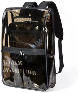 HIMZ WARRIOR Backpack Clear Heavy Duty for Adults with See Through Laptop Bag Travel Back Pack for Men Women Black Transparent Backpacks Large