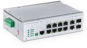 Binardat Industrial 12 Port Full Gigabit Solar POE Managed Switch,Input DC8V-57V to DC48V Voltage Booster, IEEE802.3af/at POE 240W, Web/CLI L3 Managed Ring DIN-Rail IP40 Switch