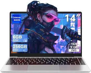 bvate 14" Laptop Win 11 256GB SSD Up to 1TB SSD Expand Celeron N4020 Up to 2.8Ghz Dual-Core Processor 6GB DDR4 1920x1080 FHD Dual WiFi BT4.2 with Webcam Keyboard Protect Flim for Business-Silver