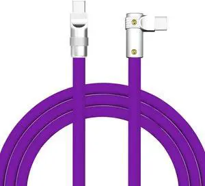 chubbycable FlexElbow Pro - 90 Degree Design 240W Fast Charge Cable Ultra-Thick Silicone Right Angle USB C Cable Phone Tablets Charging Cord, Purple, Type-C to Type-C, 8.5FT
