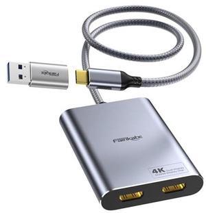 USB C to Dual HDMI Splitter Extended Display, USB 3.0 to Dual Monitor Adapter 4K60Hz for Mac M1 M2 M3, DisplayLink Adapter for Dual Monitors(for MacBook, MacBook Air, MacBook Pro), Driver Required