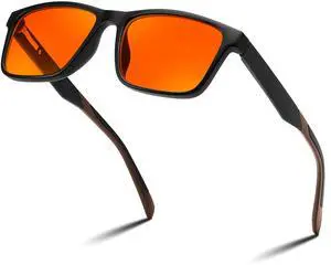 FEISEDY Blue Light Glasses for Better Sleep Amber Computer Gaming TV Phone Anti Eyestrain Glasses with Spring Hinge B0249