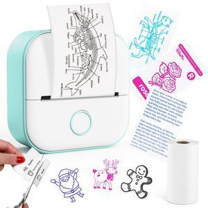 Memoking Sticker Printer - Mini Thermal Sticker Maker, T02 Inkless Label Machine, Portable Photo Printer, Perfect for Flashcards, Journals, Photos, Students - Green