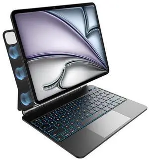 nimin Keyboard Case for 2024 iPad Air 13 and iPad Pro 12.9 6th, 5th, 4th, 3rd Gen,Magic Keyboard for iPad Pro 12.9, Trackpad,Magnetic Attach,7-Color Backlight, Auto Sleep/Wake,Obsidian Black