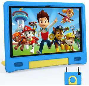 JREN Kids Table 10.1" |Android 14 Tablet for Kids|64GB Storage|Octa-Core|WiFi |Cameras|Parental Control|Kids Content|Case Included Great Gift for Children Ages 3-12 Years Old Blue