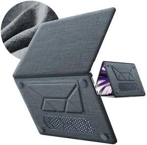 KAIJIAbox Case for MacBook Air 13.6 Inch Case,Foldable Stand and Mouse Pad/Bag,Plastic Hard Shell,Woven Fabric Protective Cover for MacBook Air 13 Inch (2025/2024/2022)[M4/M3/M2](Grey)