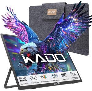 Kado Portable Monitor 15.6'' FHD 1080p, USB-C HDMI Gaming Monitor Ultra-Slim IPS Display Built-in Speakers, External Monitor 180deg Kickstand Wall/Arm Mount for Laptop PC Phone Mac Xbox PS4/PS5 Switch