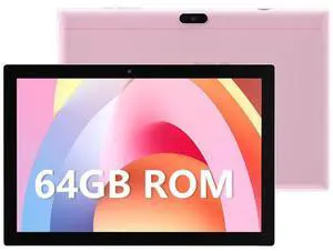 Tablet 64GB 10 Inch Tablet, Android Tablets, 6000mAh Battery Quad Core HD Touch Screen Tableta Computer 2MP+8MP Dual Cameras WiFi BT Google Play Tabletas. (Pink)