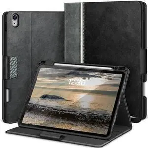 KingBlanc for iPad Air 11-inch Case (M3 2025 7th/M2 2024 6th) iPad Air 5th/4th Generation (2022/2020, 10.9") with Pencil Holder, Vegan Leather Stand Cover, Auto Sleep Wake, Viewing/Typing Angle, Black
