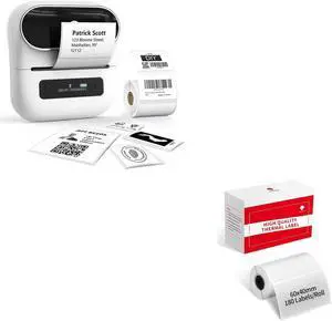 Phomemo M220 Label Maker & 4 Roll Label, 3.14 Inch Bluetooth Thermal Label Printer for Barcode, Address, Labeling, Mailing, File Folder Label, Easy to Use, Support Smartphone, Tablet&PC