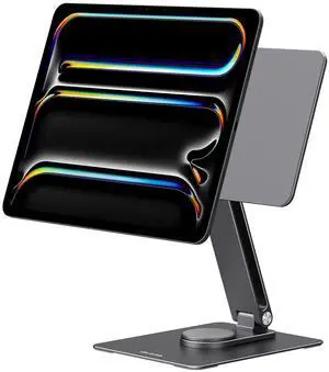 Qwiizlab Magnetic iPad Stand Holder for 2024 13-inch iPad Pro M4, Adjustable Foldable 360-degree Rotation, Premium Aluminum Alloy (Space Gray)