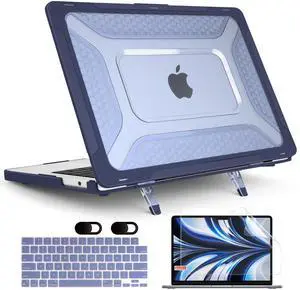 MEEgoodo for MacBook Air 13.6 inch Case 2025 2024 2022 (A3240/A3113/A2681) with M4/M3 M2, Laptop Hard Shell for MacBook Air 13", Cover with Heavy Duty Rugged Shockproof Kickstand, Navy Blue