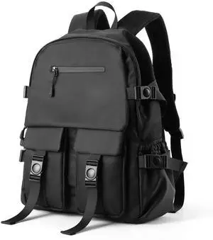 MOYYI Small Backpack Men with Laptop Compartment, 19L Black Casual Backpack Daypacks for Travel College, Waterproof