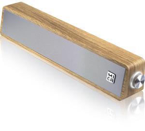 MICA Computer Speakers, Wired Computer Sound Bar, Wooden Mini Soundbar, USB Powered PC Speakers for Desktop Monitor, Laptop, Tablet, 3.5mm Aux Connection, Angled, Yellow (M30C)