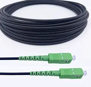 Elfcam(r) - 40m/131.2ft Armored Fiber Optic Cable for Outdoor and Indoor SC/APC to SC/APC Simplex Singlemode, Compatible with FTTH Cables, 40 Meters