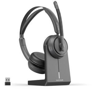NUROUM HP31D(2nd Gen) Wireless Headset with Mic for Work, Bluetooth Headset with Noise Cancelling Microphone, Charging Stand/Mute Button, Dongle/USB for PC/Computer/Laptop for Zoom/Teams, Office