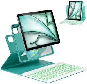OPAKIT Magnetic Keyboard Case for iPad Air 5th 4th Generation 10.9 inch Pro 11 1st/2nd/3rd/4th, 7 Color Backlight BT Keyboard Folio with Pencil Holder 2022 2021 2020 2018(Teal)