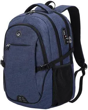 SHRRADOO Anti Theft Laptop Backpack Travel Backpacks with usb Charging Port for Women Men College Backpack Computer Bag Fits 17 Inch Laptop,Royal Blue