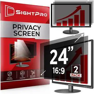 SightPro 24 Inch 16:9 [2 Pack] Computer Privacy Screen Filter for Monitor - Privacy Shield and Anti-Glare Protector
