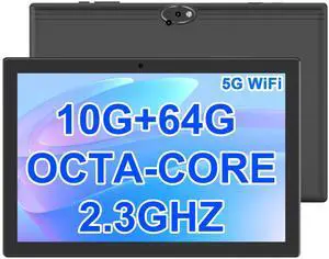 PEICHENG Tablet 10.1Inch Android13, MTK8768 Octa-CORE 2.3GHZ, 10GB RAM+64GB ROM, IPS 1280x800 Screen, 2MP Front + 8MP Back Dural Cameras, 6000mAh Battery, Black