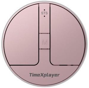TIMEXPLAYER Stylish Mini Round Mouse with Pressure Sensing Reel, Ultra Portable Wireless Mouse Connectivity: Wired, 2.4G and Dual Bluetooth, Rubber Case Included (BT1/BT2-Pink)