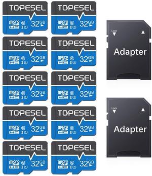 TOPESEL 10-Pack 32GB Micro SD Card Class 10 Micro-SDXC Memory Card UHS-I, High Speed Flash TF Card for Security Camera/Smartphone/Drone/Dash Cam/Tablet/PC, C10, U1, 32GB 10Pack