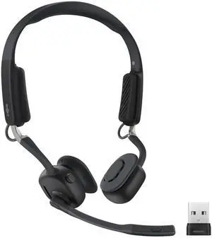 SHOKZ New OpenMeet UC - Open-Ear Bluetooth Computer Headset, Noise Cancelling Mic + Mute Button, USB-A Dongle Compatible with PC & Mac, Wireless Work Headphones, Customizable Fit, Smart App - C610 UC