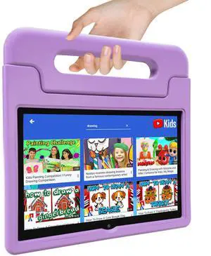 VNEIMQN Kids Tablet, 10.1 Inch Tablet for Kids Android 14, 64GB Octa-Core, WiFi, Big Battery, Google Kids Space, Parental Control 1280 * 800 HD Display Children Tablets Purple