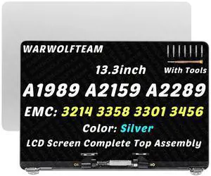 WARWOLFTEAM 13.3in Screen Replacement for MacBook Pro A2159 A2289 A1989 EMC 3214 EMC 3358 EMC 3456 EMC 3301 True Tone 2018 2019 2020 Retina LCD Display Assembly Kit 661-10037 (Silver)