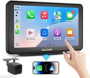 ZUCWO 7 Inch Wireless CarPlay Screen for Car CarPlay and Android Auto HD Touchscreen Car Stereo with Bluetooth, Mirror Link & Navigation for All Vehicles