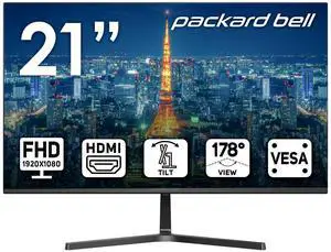 Packard Bell airFrame 21" FHD Monitor, 1920x1080, Ultrawide, VESA Mount Compatible, Tilt Adjustment, HDMI/VGA, Slim Bezel, for Home, Office, and Light Gaming