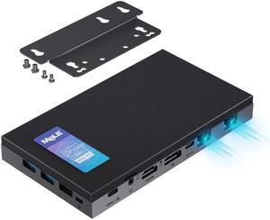 MeLE Quieter DL Fanless N100 Mini PC Dual 2.5G LAN 16GB LPDDR4x 512GB SSD Micro PC 2X HDMI 4K USB-C DP1.4 Triple Display 2.4/5G WiFi BT5.1 Small Desktop Computer on Soft Router, Home Server, NAS, IoT