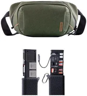 PGYTECH Createmate CFexpress Type B Card Reader+OneGo Solo V2 Camera Sling Bag, 4L Camera Chest Bag Crossbody Fanny Pack for Urban Travel Photographers, Small Camera Bag for Sony/Canon/Nikon