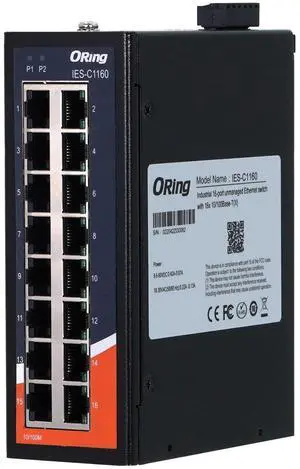 IES-C1160 Industrial 16-Port 10/100Base-T(X) Unmanaged Fast Ethernet Switch, ORing Industrial Networking