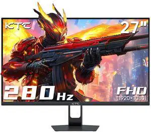KTC 27 Inch 280Hz Gaming Monitor, FHD 1080P 240Hz PC Computer Monitor, Fast VA Panel, 1ms GTG, FreeSync G-Sync Compatible, HDR Support, 126% sRGB, HDMI and Displayport Inputs, H27E22P