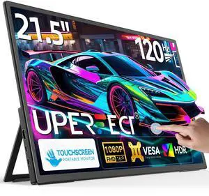 UPERFECT 21.5 120HZ Touchscreen Portable Monitor w/Kickstand & VESA, Large Portable Gaming Monitor with HDMI Type C, External Display for Laptops, Steamdeck, MacBook, Phones, Mini PC