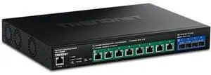 TRENDnet 12-Port 10G PoE++ Web Smart Switch, TPE-7124SBF, 720W PoE Power Budget, 8 x 10G PoE++ Ports, 4 x 10G SFP+ Ports, NDAA TAA Compliant, 1U 19" Rack Mountable, Lifetime Protection