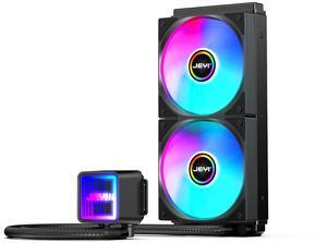 JEYI iArcticStorm 240 Water Cooler Black, Desktop ARGB AIO Liquid CPU Cooler, Intel & AMD TDP 240W, Infinity Mirror Efficient PWM-Controlled Pump, for AMD Ryzen AM5|4, Intel LGA 1851|1700 etc.