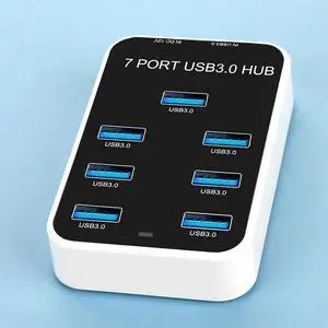 A-Goldnest USB 3.0 Hub, 7-Port USB Hub,12V2A Adapter ,USB Splitter USB Expander for Laptop, Xbox, Flash Drive, HDD, Console, Printer, Camera,Keyborad, Mouse (Black, 7-Port)