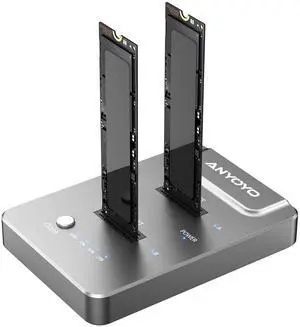 ANYOYO M.2 Duplicator Dual-Bay Offline Clone,USB C to NVME Docking Station M.2 Reader Tool-Free 20Gbps,USB3.2 Gen 2X2 to SSD cloner for M.2 SSD M Key Hard Drives Enclosure