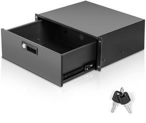 4U Rack Drawer for 19 Inch Server Rack and Network Cabinet, Lockable Sever Rack Case with Key, 4U Server Chassis Capacity to 22 LBS