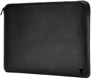 TORRO Laptop Case - Genuine Leather Laptop Sleeve with Zip Closure and Wool Felt Lining Compatible with 13 to 15.6 inch Laptops (Black)