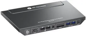 AV Access KVM Switch Docking Station for 2 Monitors 2 Computers, 4K KVM Switch Dual Monitor for Laptop & Desktop, EDID, 1G Ethernet, 100W USB-C Charging, 3X USB 3.0, Ideal for Home Office & Gaming