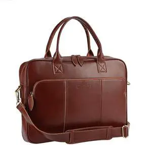Blofinche Genuine Leather laptop briefcase mens 15.6 inch Computer Messenger shouledr work Satchel bags Brown