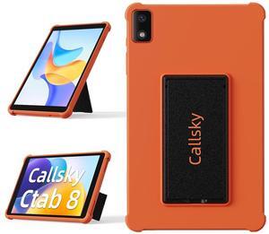 8 inch Tablet with Protective Case, 2 Years Protection Metal Body Octa-Core Processor Android 14 Tablet , 8GB RAM, 4000mAh Battery, 64GB Storage, 6 FT Charging Cable, Reinforced Type-C Port, Orange