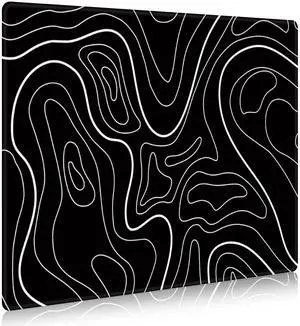 DAWNTREES Glass Gaming Mouse Pad,Accurate and Fast Mouse Tracking,Tempered Glass,Anti-Slip Rubber Base,Large Mouse Mat for Office & Home,XLL 19.69"x15.75" Black Topographic