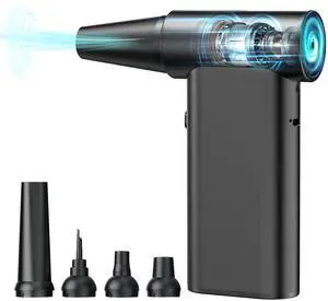 DGXWLLW Electric Compressed Air Duster, 4 Gear Adjustable 250000 RPM Air Blower, 8000 mAh Rechargeable Cordless Air Duster for PC, Air Mattress Beds, Swimming Ring, Replace Compressed Air Can