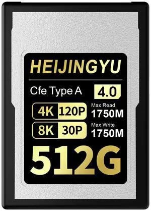 HEIJINGYU 512GB CFexpress 4.0 Type A High Performance Memory Card Professional Grade, Up to 1750MB/s Read Speed and 1750MB/s Write Speed for 4K 120P, 8K 30P Recording for Sony Alpha & FX Cameras