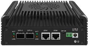 HKUXZR Firewall Appliance Mini PC, New 12th gen Intel N100 Soft Router 2X10G SFP+ Intel 82599ES Optical Port chip+ 2XI226-V 2.5G Nvme 2XHD DDR5 NAS Server VPN Router PC AES-NI HDMI DP (NO RAM NO SSD)